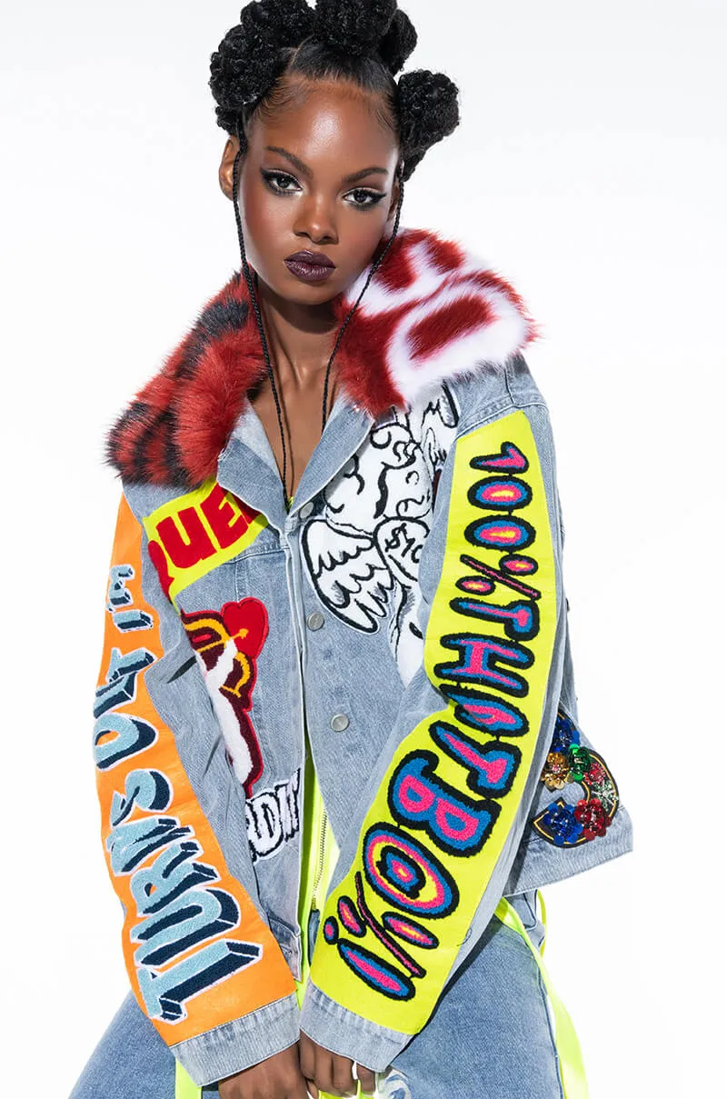 100 PERCENT THAT B PATCHWORK DENIM JACKET