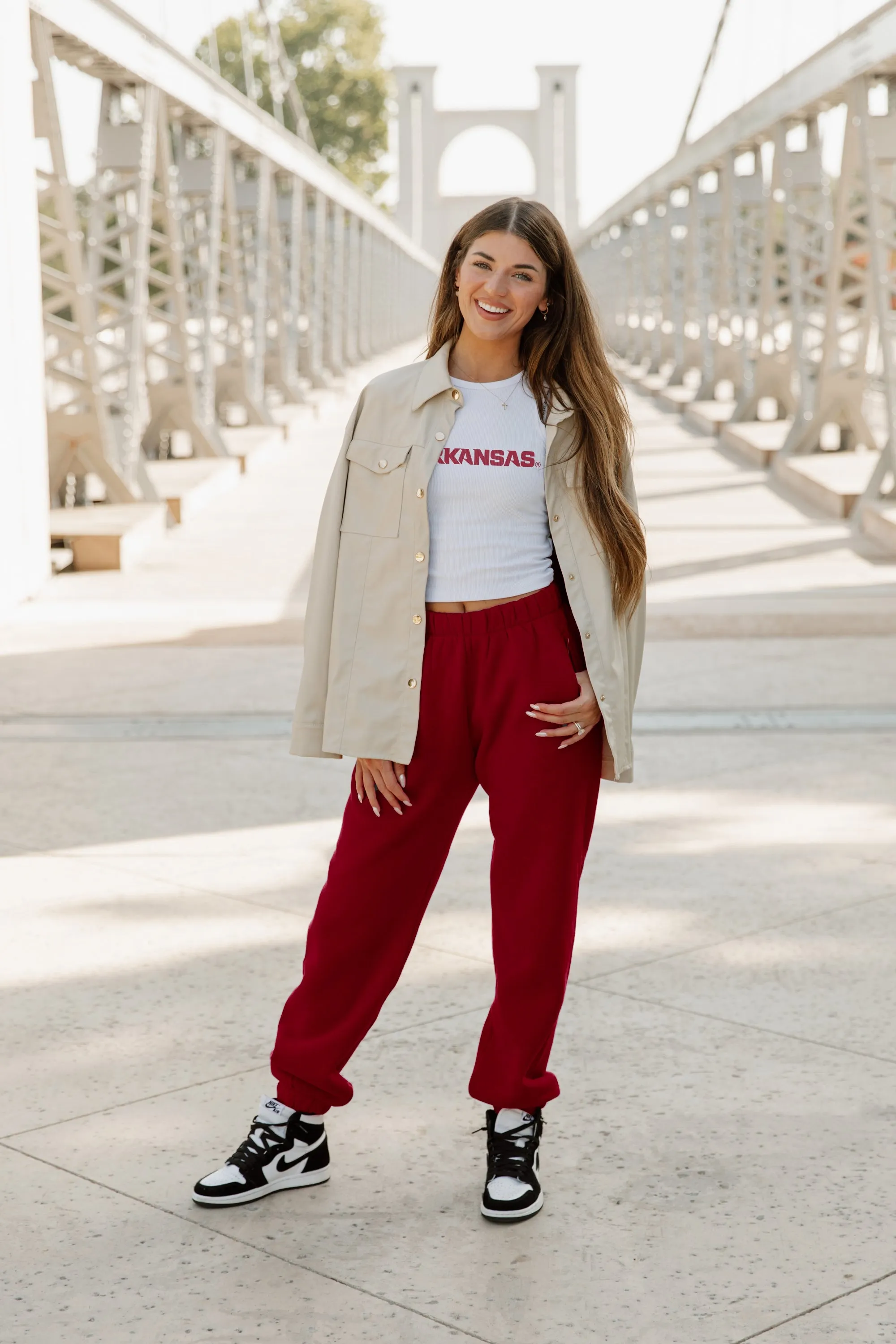 ARKANSAS RAZORBACKS WEEKEND GOALS ESSENTIAL RIBBED CROP TANK BY MADI PREWETT TROUTT