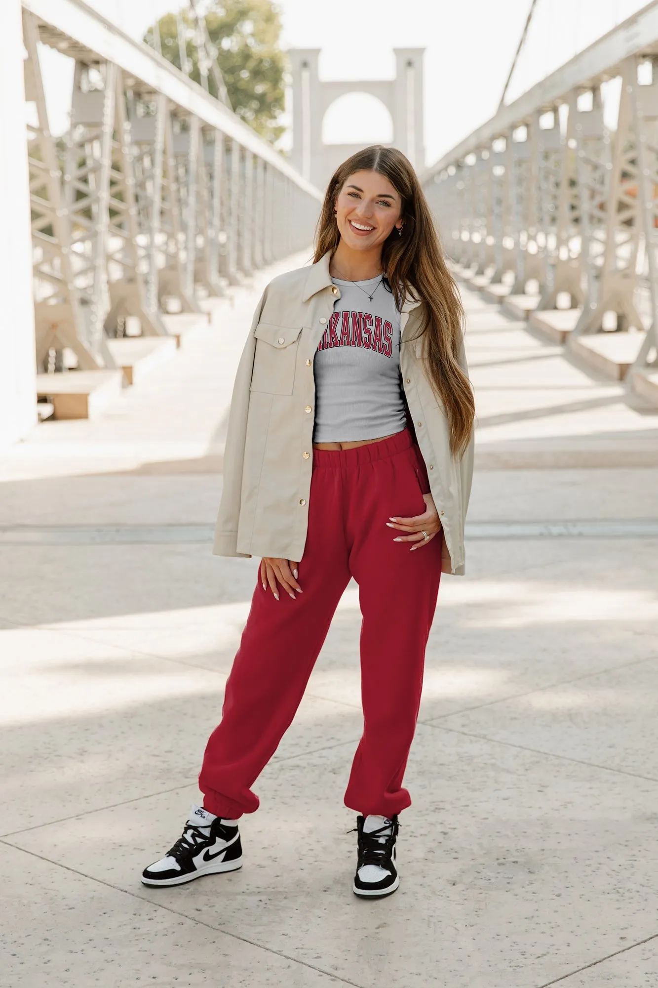 ARKANSAS RAZORBACKS WELL PLAYED ESSENTIAL RIBBED CROP TANK BY MADI PREWETT TROUTT