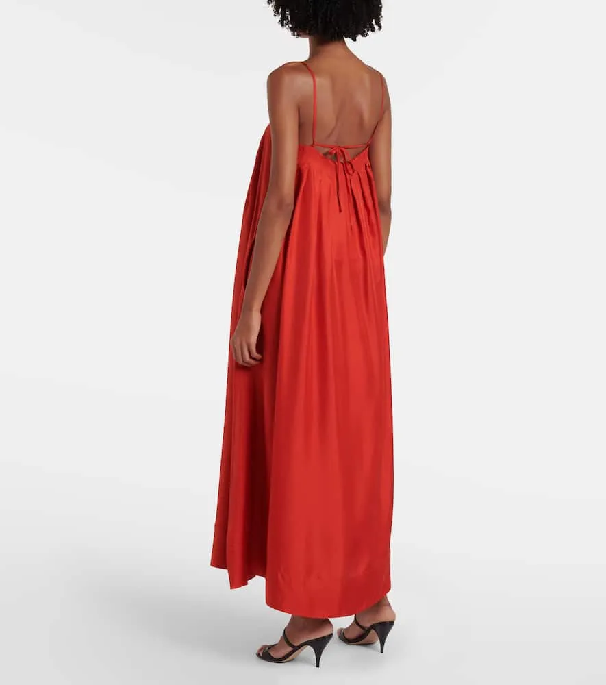 Asceno Heather silk twill maxi dress