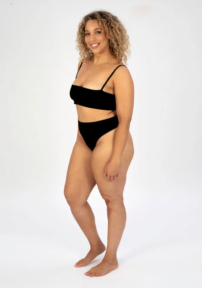Black High Waisted Thong Period Pant - Light Flow Absorbency