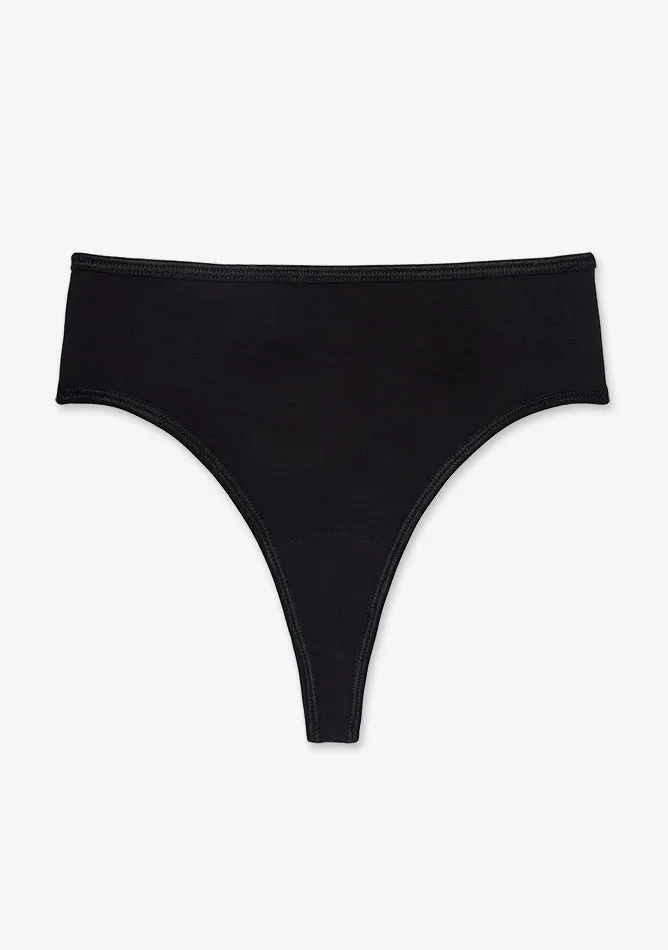 Black High Waisted Thong Period Pant - Light Flow Absorbency