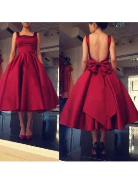 Bridelily A-Line Satin Square Sleeveless Short/Mini With Bowknot Dresses