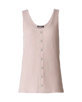 Button-Detail Ribbed Tank Top
