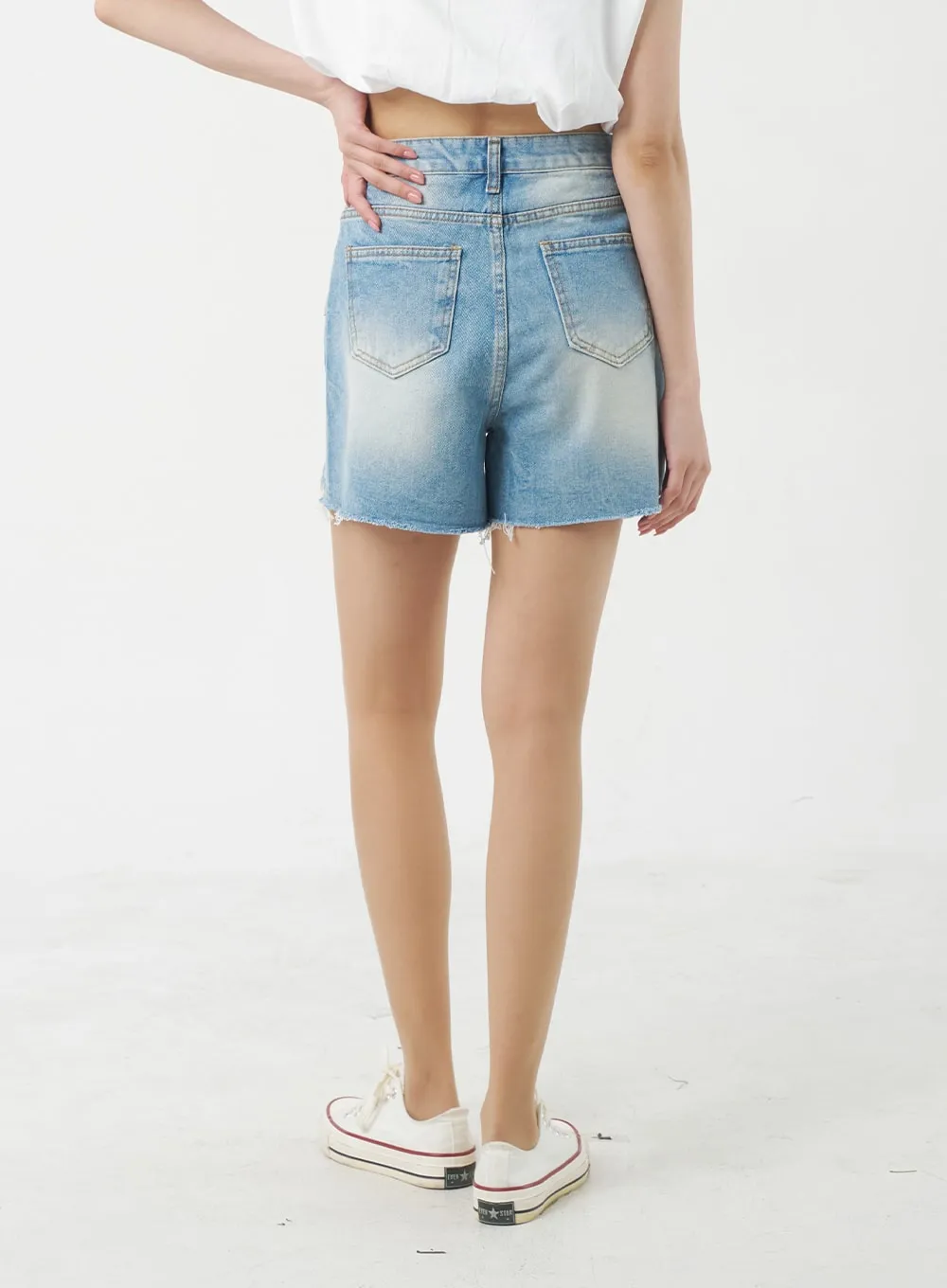 Denim Ripped Shorts BY312
