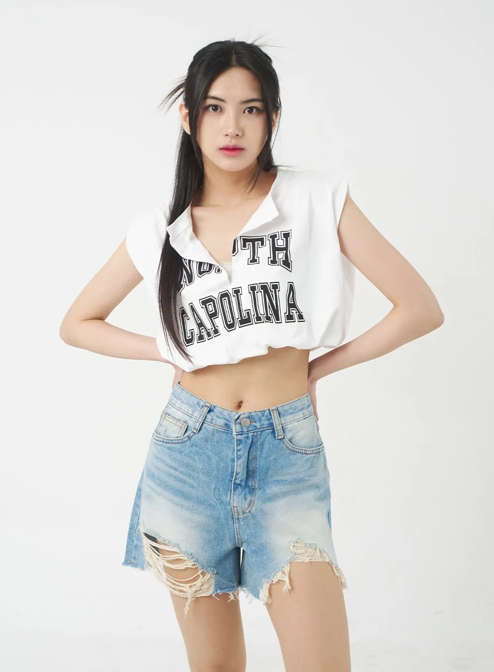 Denim Ripped Shorts BY312
