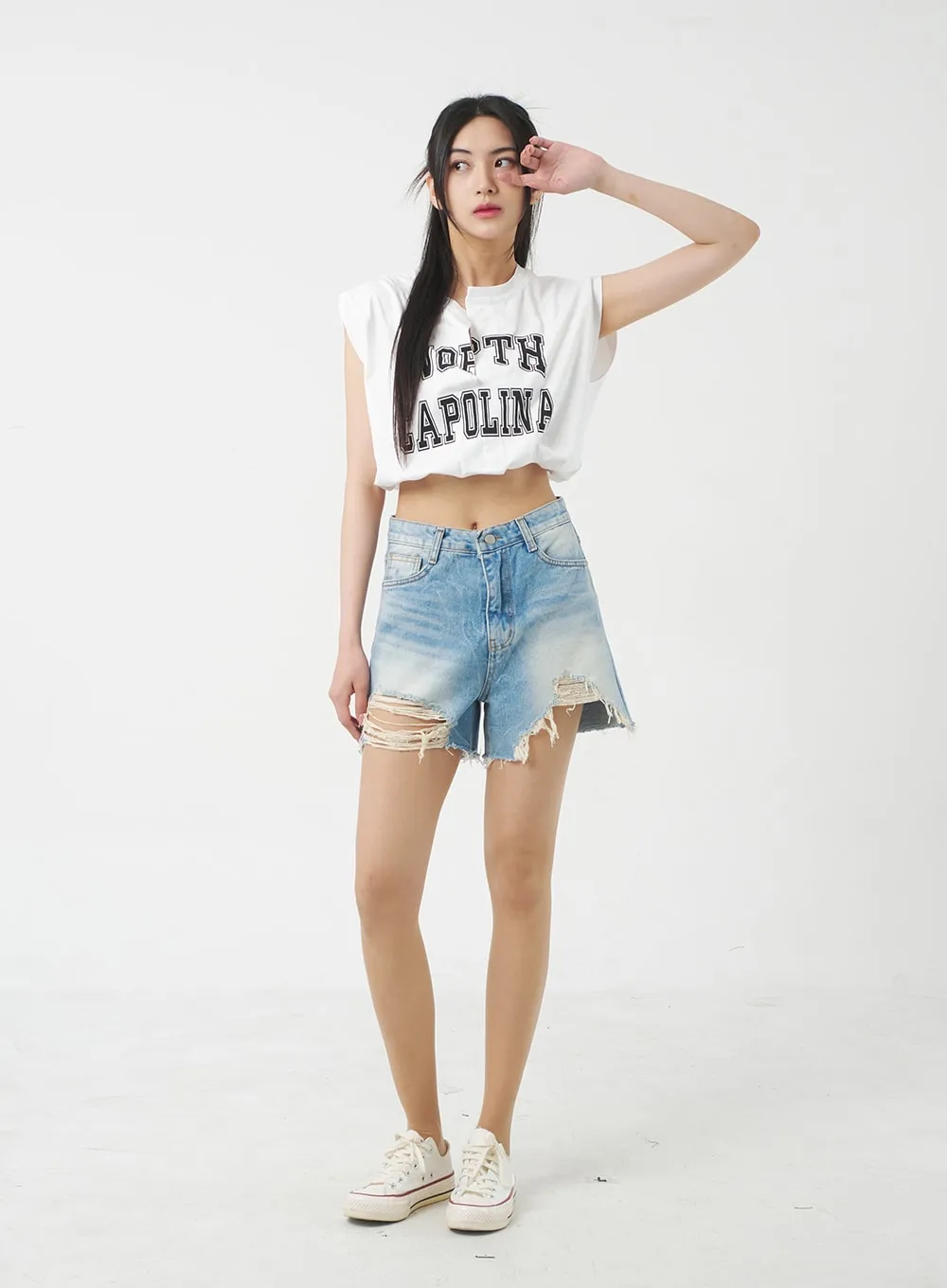 Denim Ripped Shorts BY312