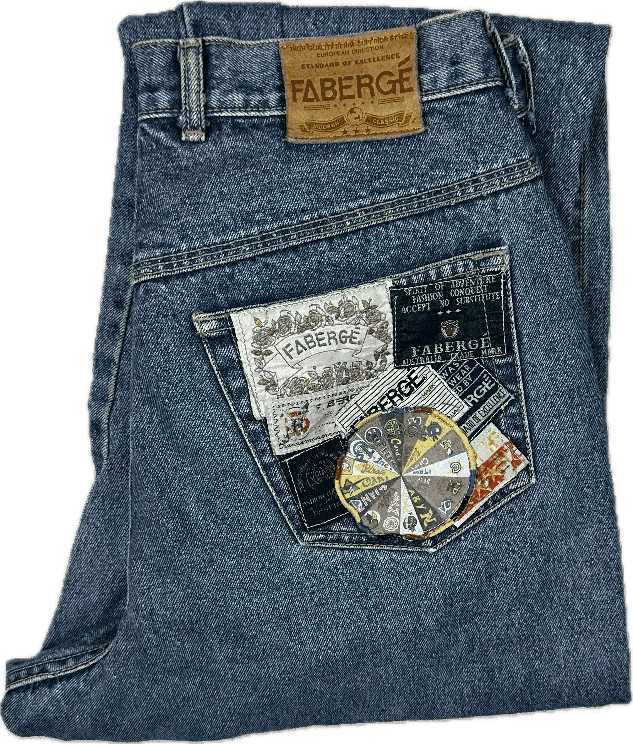 Fabergé 1980's High Waisted Tapered Mom Jeans - Suit Size 12