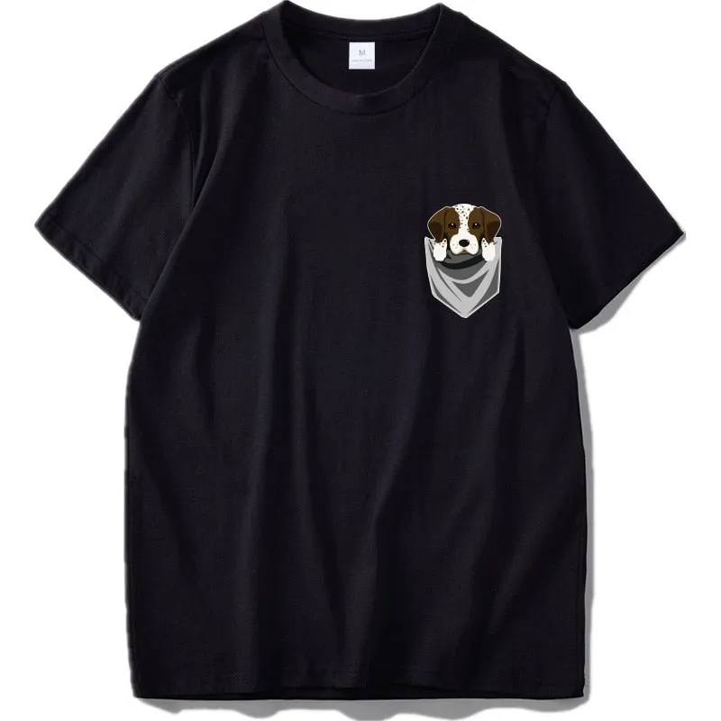 German Shorthaired Funny Pointer In Your Pocket T-Shirt Summer Cotton Cute Tee shirt Homme Pug