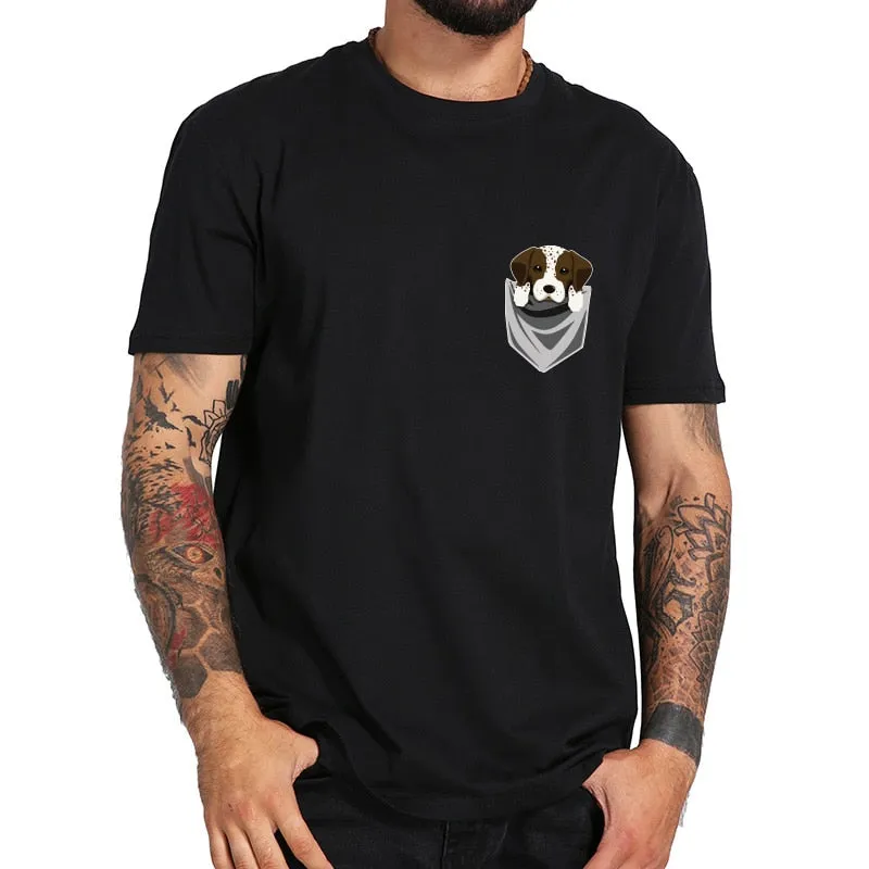 German Shorthaired Funny Pointer In Your Pocket T-Shirt Summer Cotton Cute Tee shirt Homme Pug