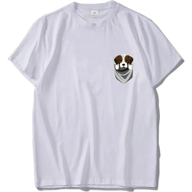 German Shorthaired Funny Pointer In Your Pocket T-Shirt Summer Cotton Cute Tee shirt Homme Pug