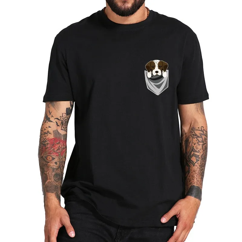 German Shorthaired Funny Pointer In Your Pocket T-Shirt Summer Cotton Cute Tee shirt Homme Pug