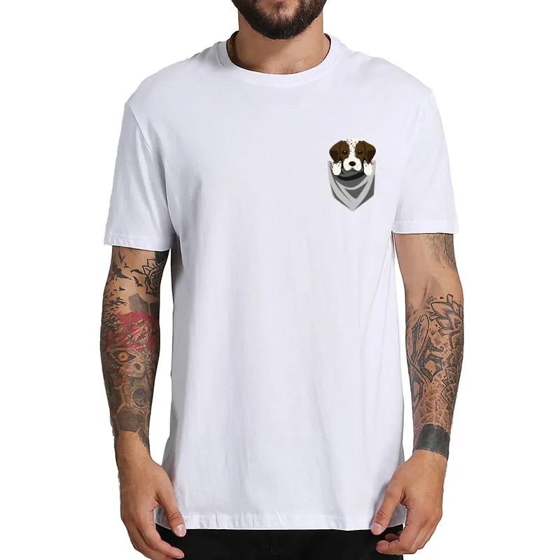 German Shorthaired Funny Pointer In Your Pocket T-Shirt Summer Cotton Cute Tee shirt Homme Pug