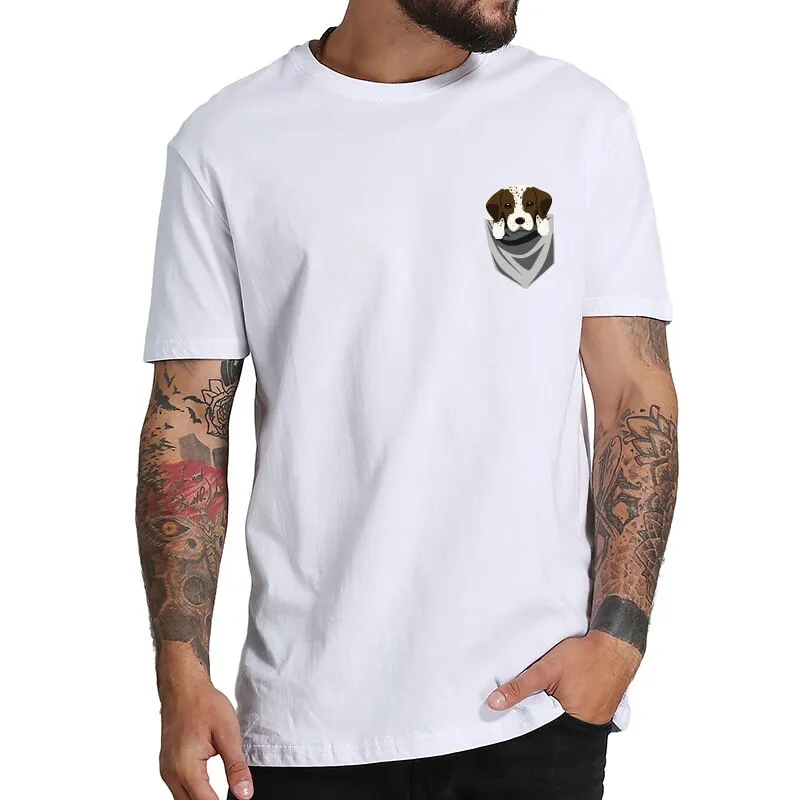 German Shorthaired Funny Pointer In Your Pocket T-Shirt Summer Cotton Cute Tee shirt Homme Pug