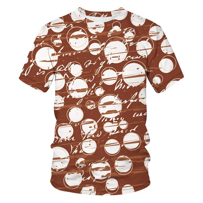 New Tide Summer Fashion Lattice  Picture T-shirts Casual Print Tees Hip Hop Personality Round Neck Short Sleev Tops