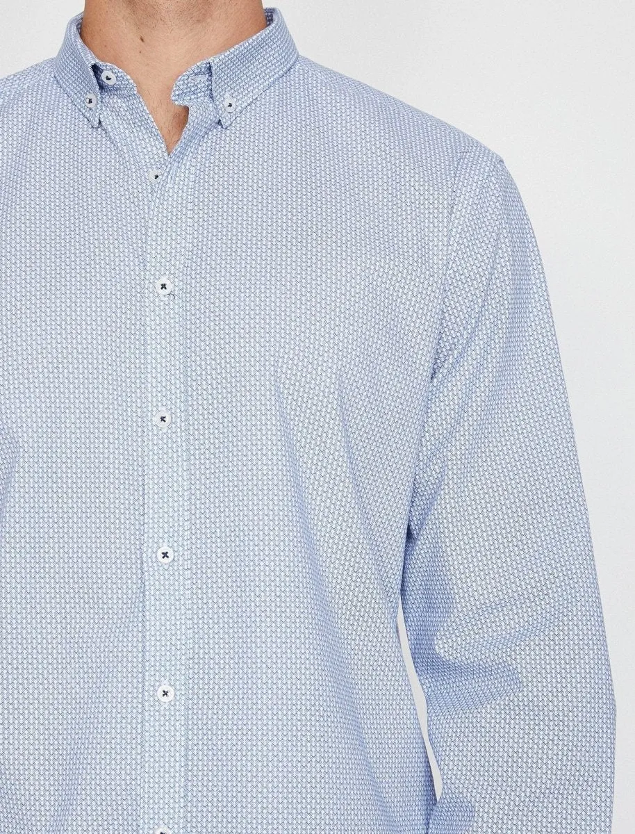 Printed Button-Down Shirt in Blue