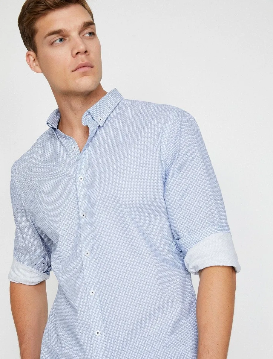 Printed Button-Down Shirt in Blue
