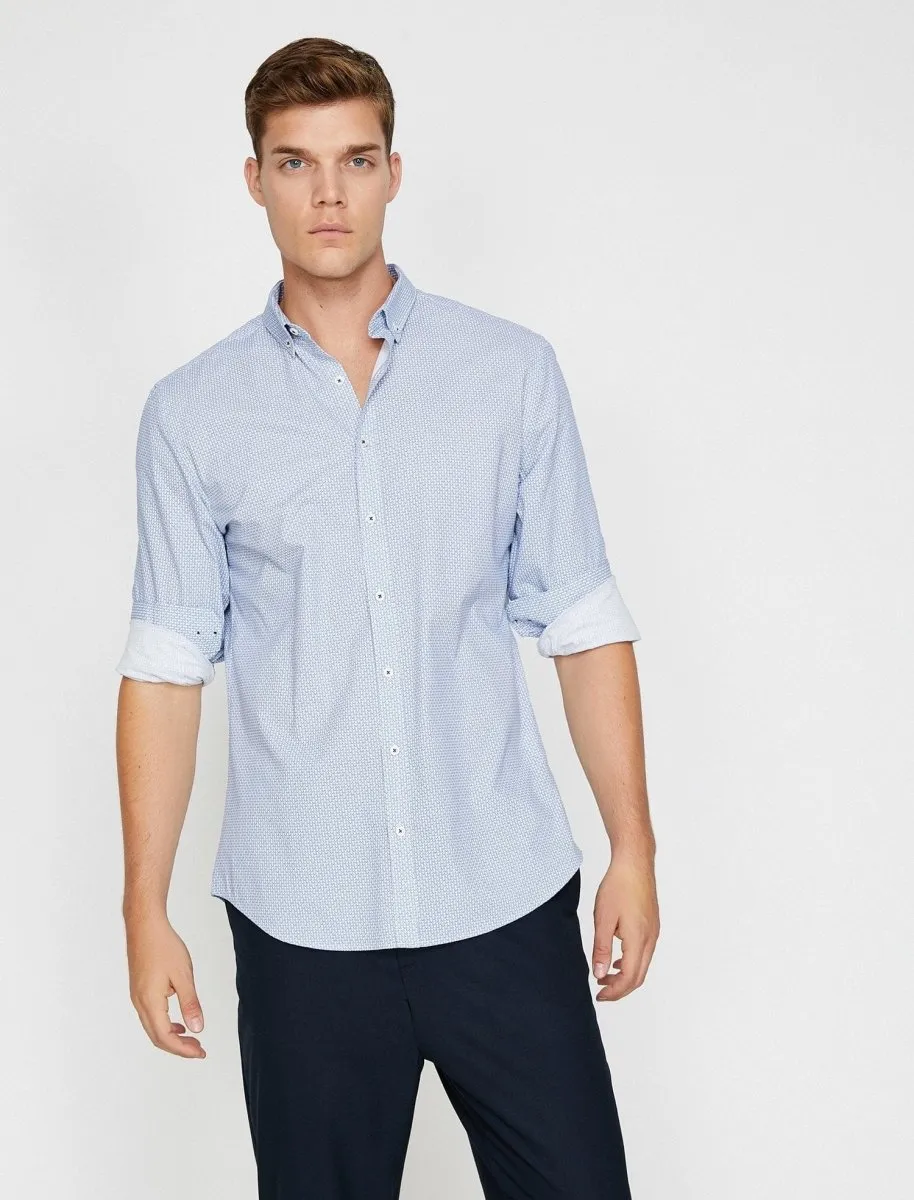 Printed Button-Down Shirt in Blue
