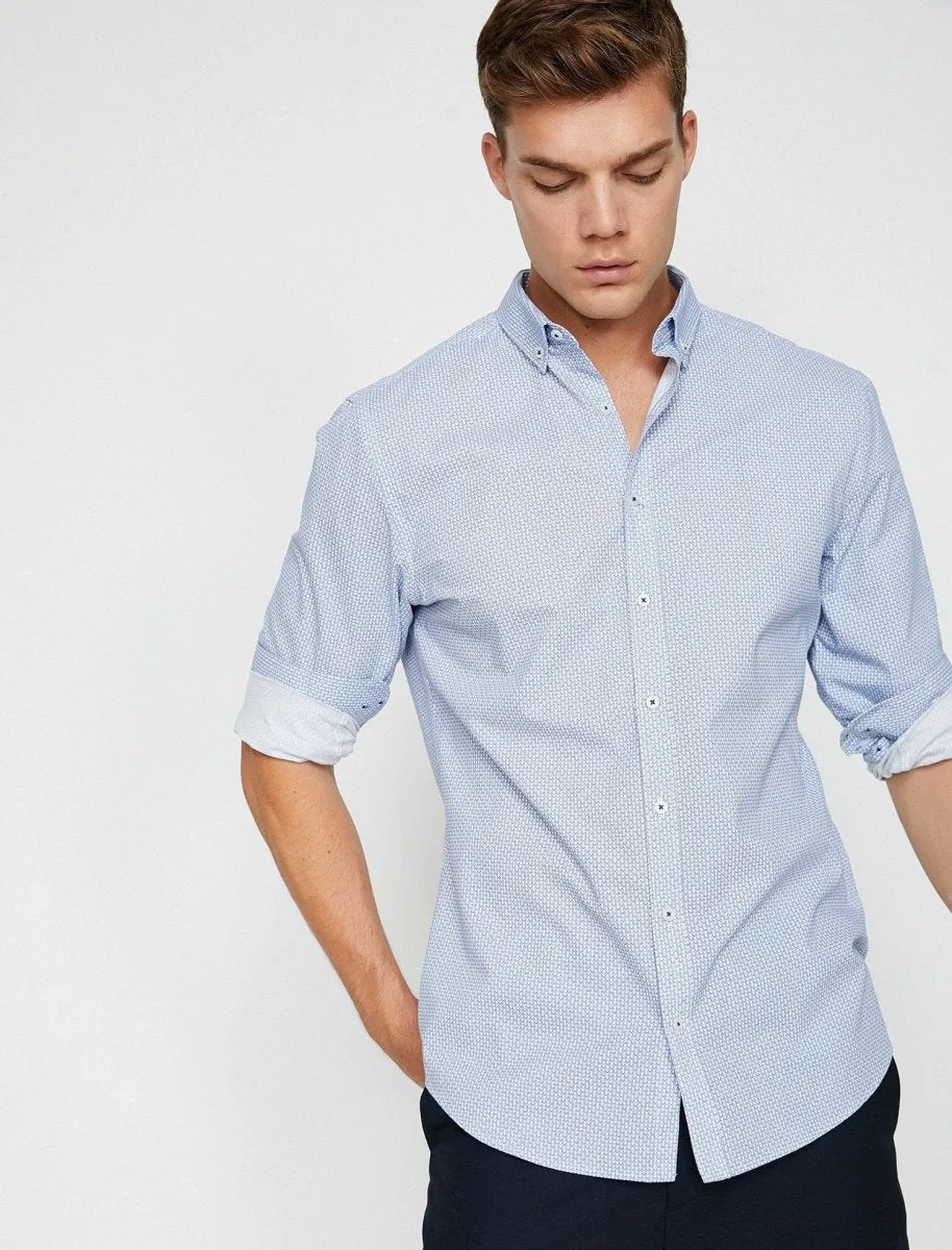 Printed Button-Down Shirt in Blue