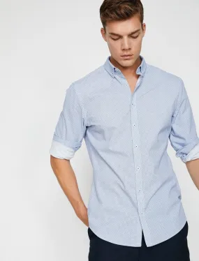 Printed Button-Down Shirt in Blue