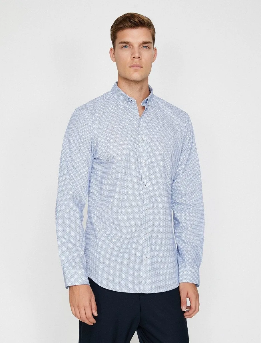 Printed Button-Down Shirt in Blue