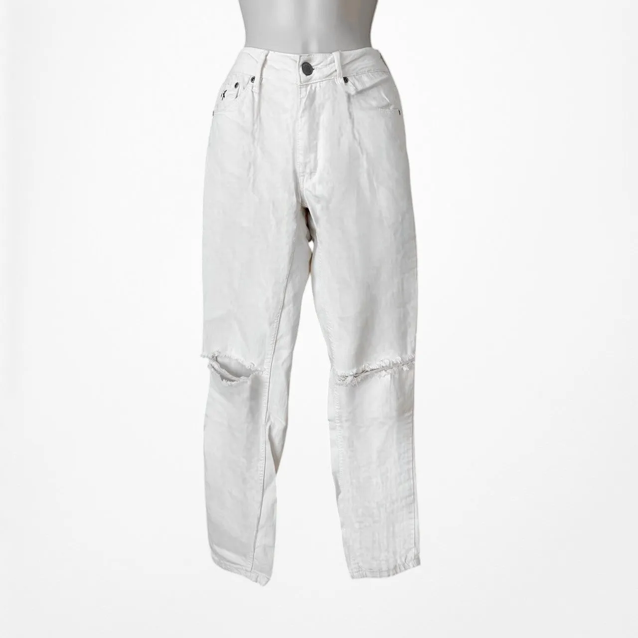 Res Denim Off White Distressed Destroyed Ripped Knees Skinny Jeans Size 24/S