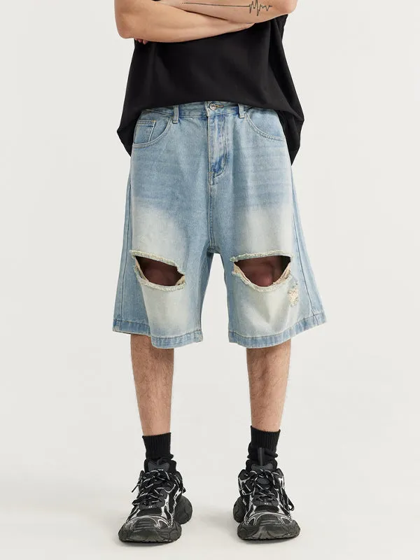 Ripped Denim Shorts