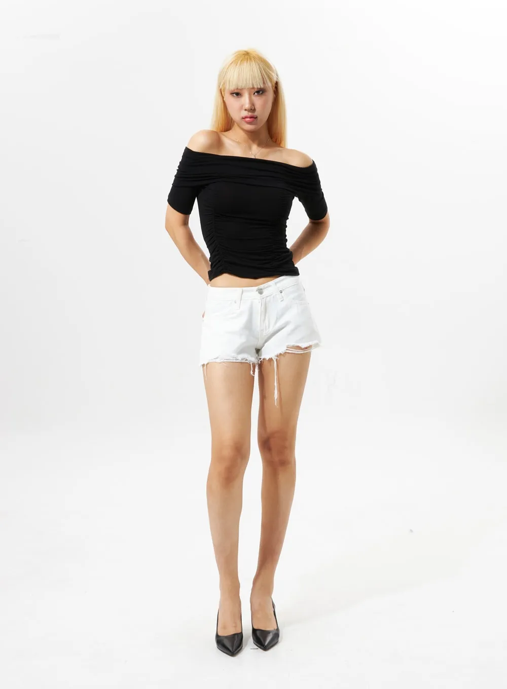 Ripped Hem Cotton Shorts IG302
