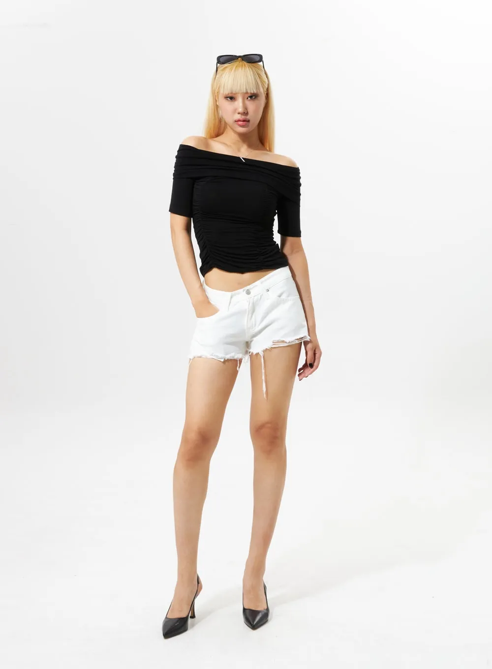 Ripped Hem Cotton Shorts IG302