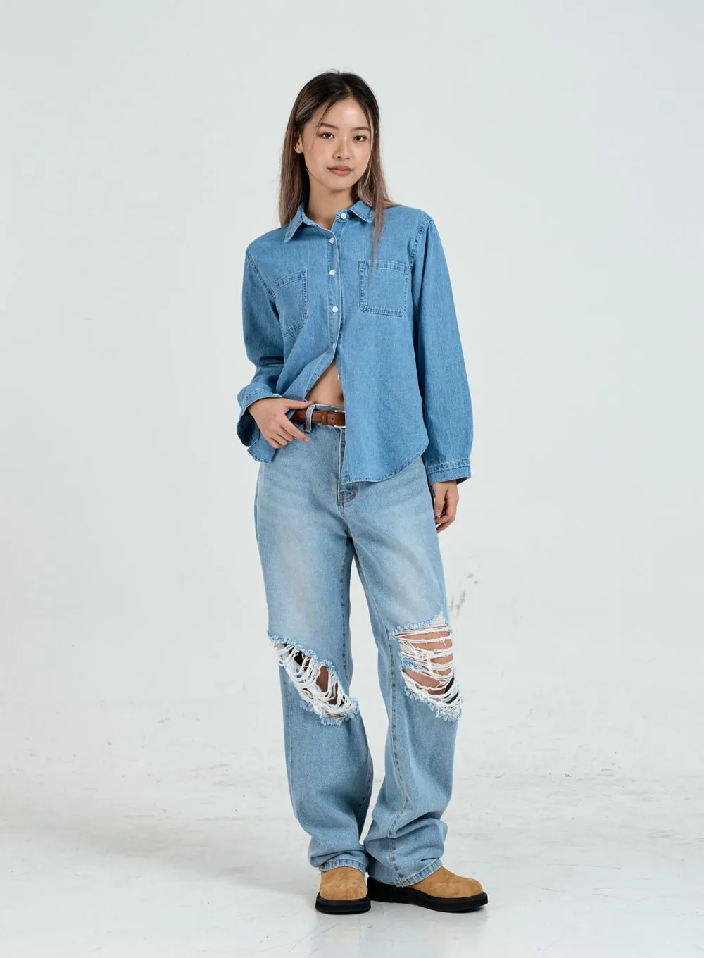 Ripped Maxi Denim Pants Unisex CO14
