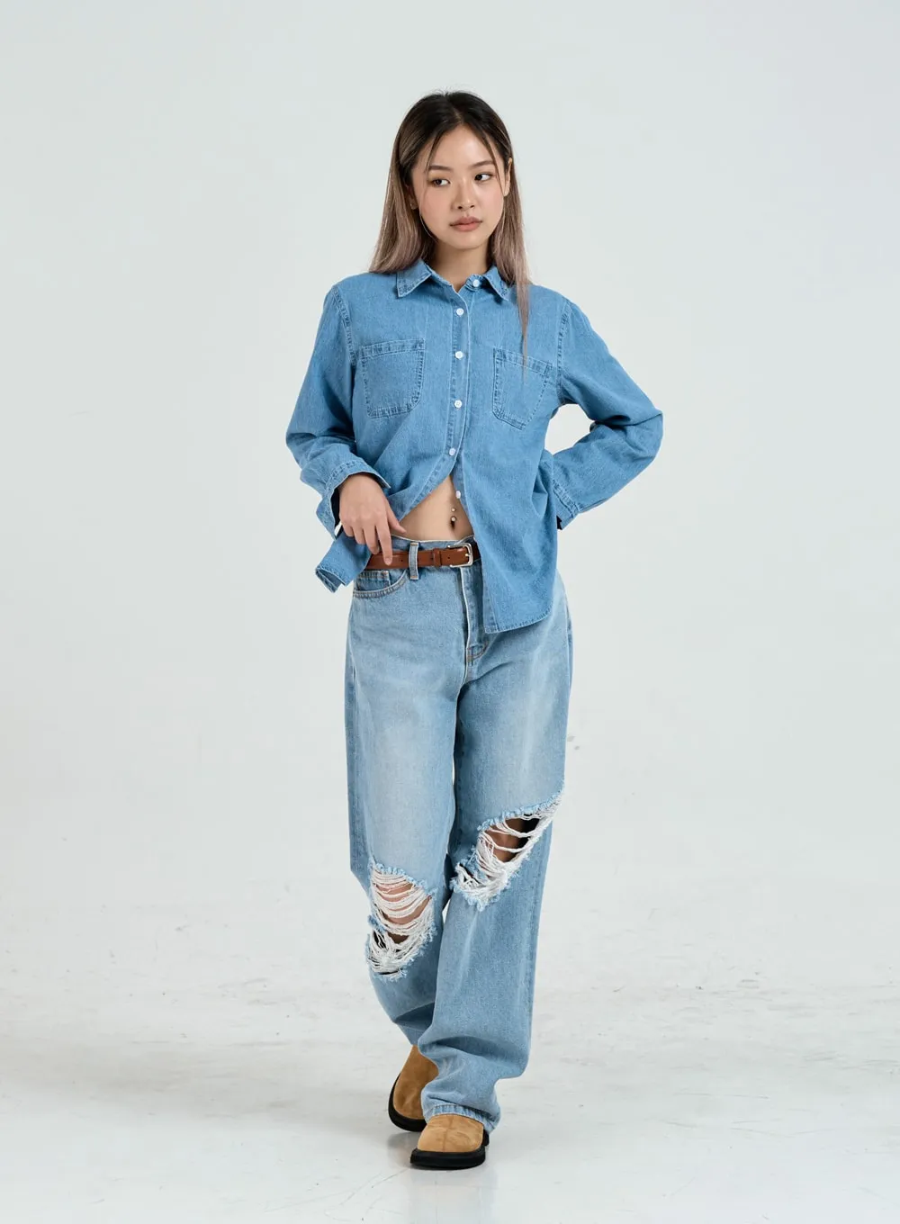 Ripped Maxi Denim Pants Unisex CO14