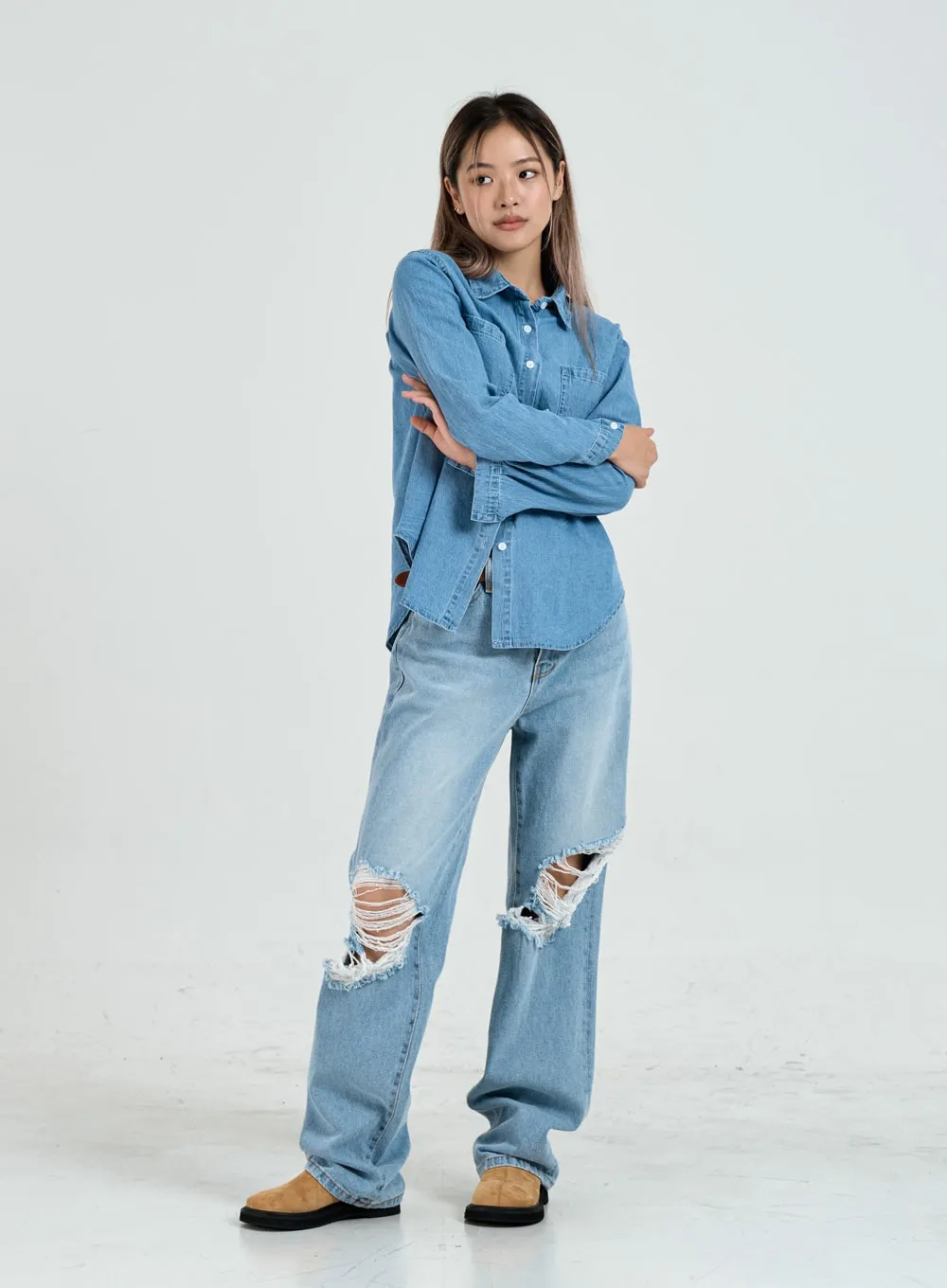 Ripped Maxi Denim Pants Unisex CO14