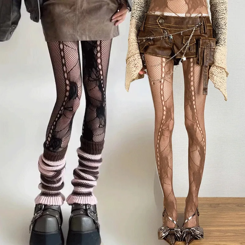 Ripped Y2K spider web fishnets