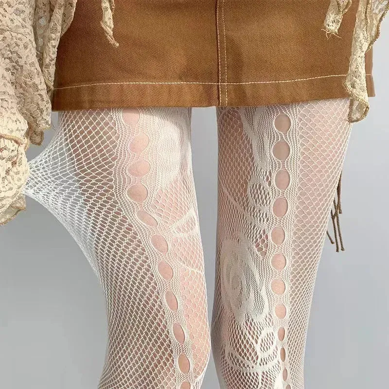 Ripped Y2K spider web fishnets