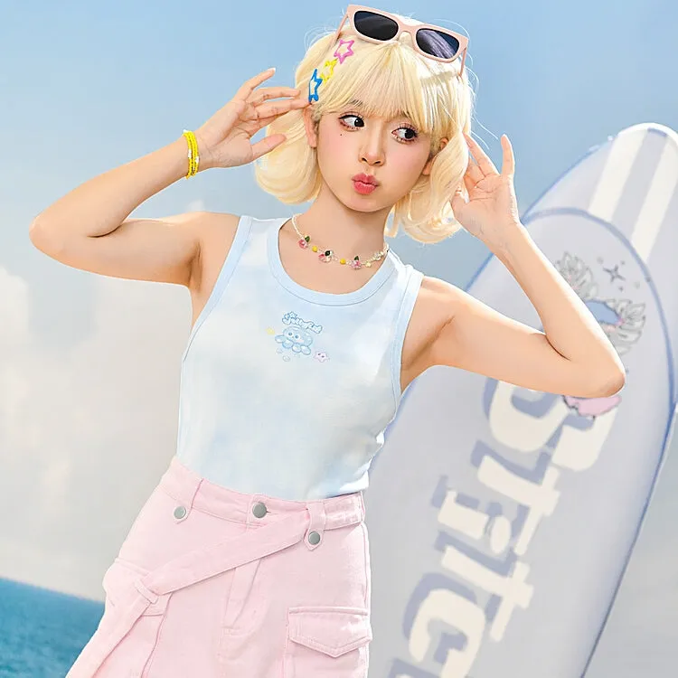 Summer Girly Style Octopus Print Sleeveless Tank Top