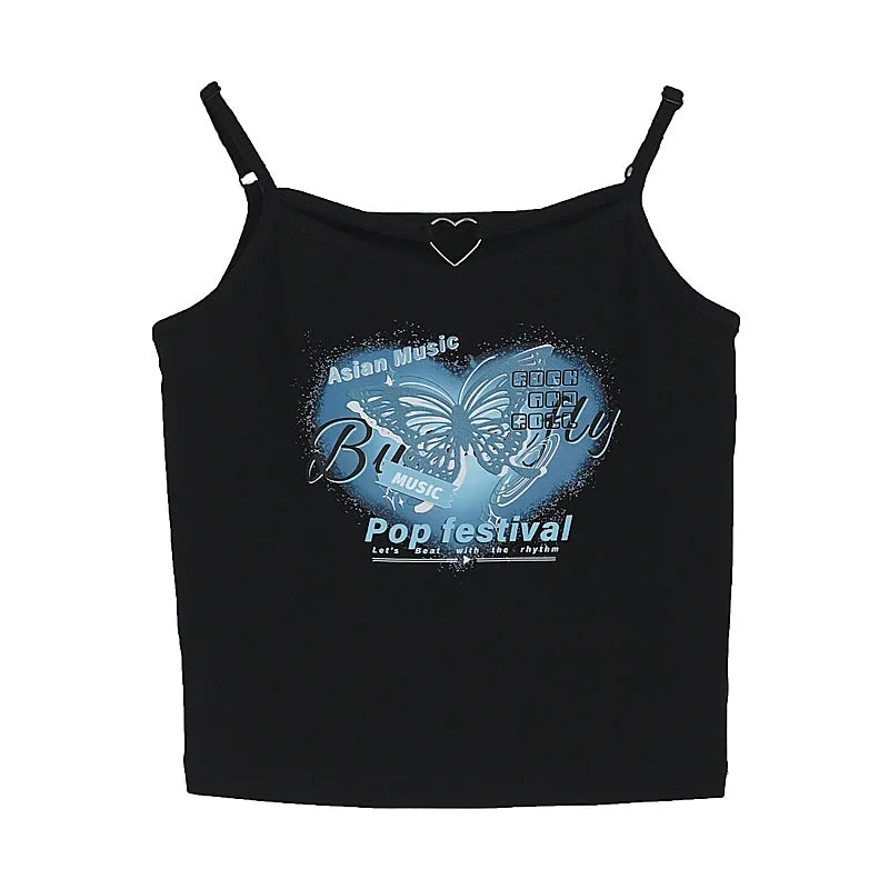 Summer Y2K style Butterfly Print Tank Tops