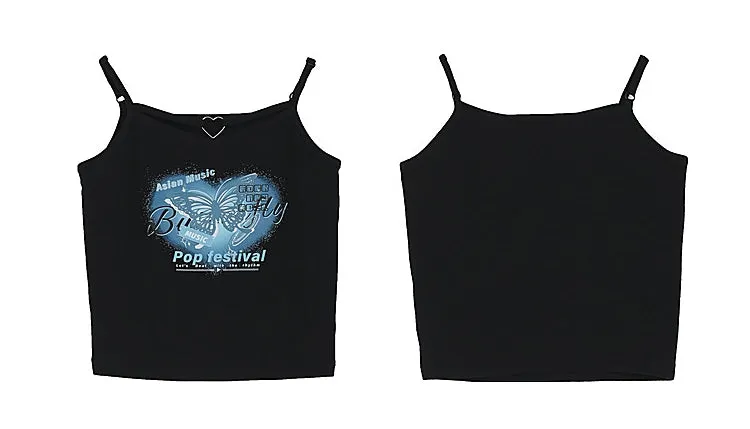 Summer Y2K style Butterfly Print Tank Tops