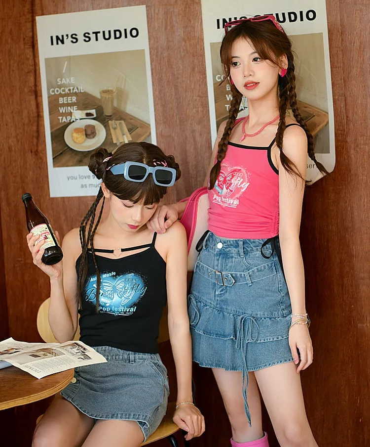 Summer Y2K style Butterfly Print Tank Tops