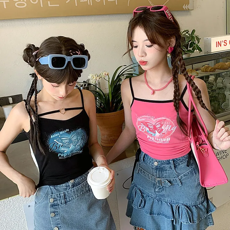 Summer Y2K style Butterfly Print Tank Tops