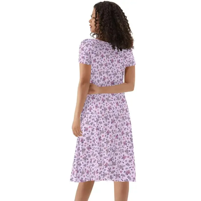 Twirl-tastic Fun in a Purple Floral Dress