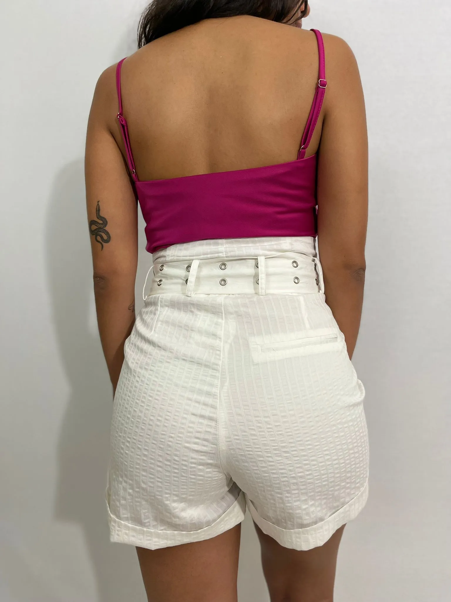 White High Waisted Shorts