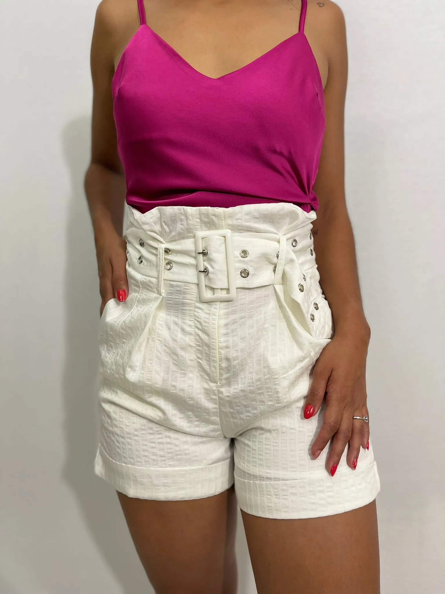 White High Waisted Shorts