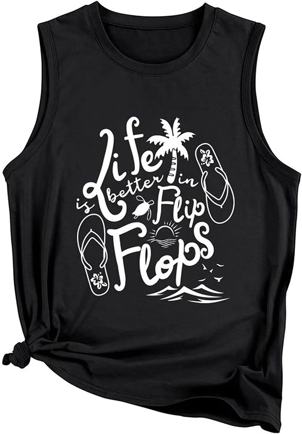 Women Summer Tank Tops Life is Better in Flip Flops Sleeveless Shirt