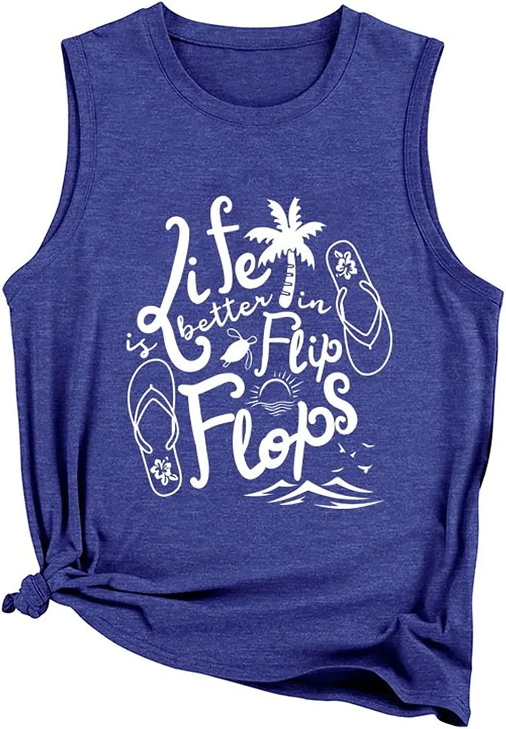Women Summer Tank Tops Life is Better in Flip Flops Sleeveless Shirt