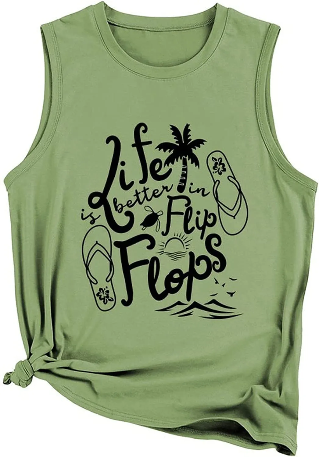 Women Summer Tank Tops Life is Better in Flip Flops Sleeveless Shirt
