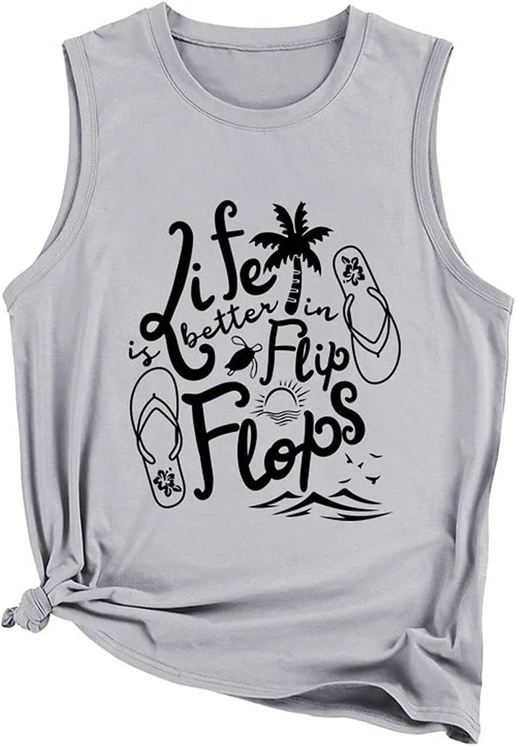 Women Summer Tank Tops Life is Better in Flip Flops Sleeveless Shirt
