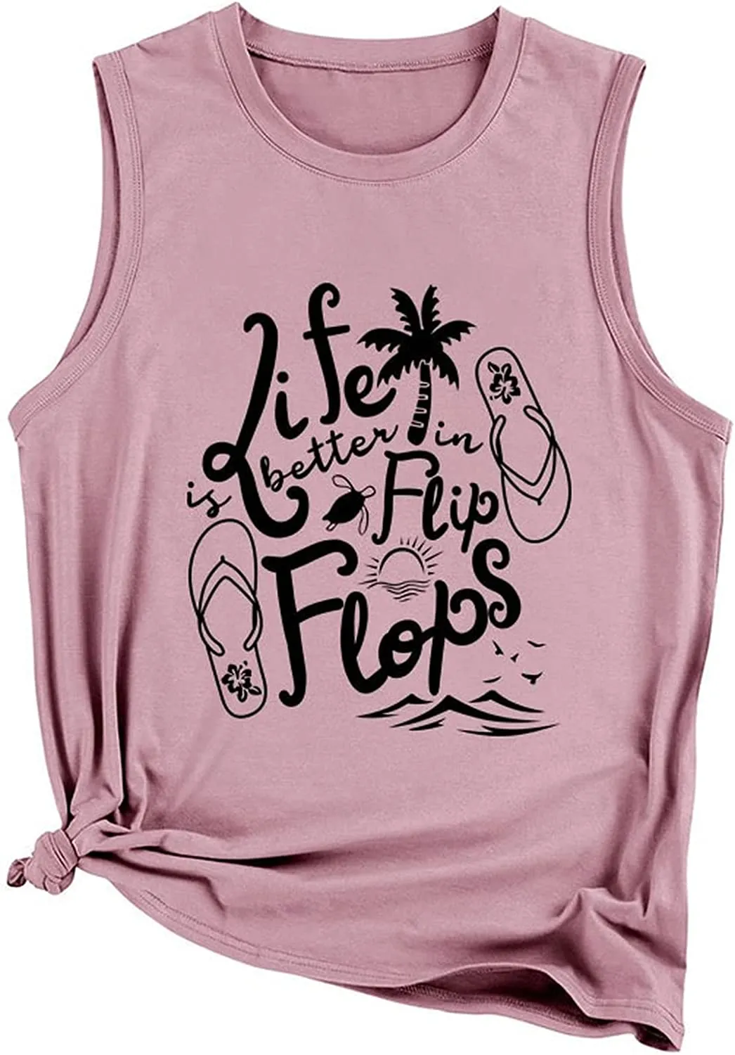 Women Summer Tank Tops Life is Better in Flip Flops Sleeveless Shirt